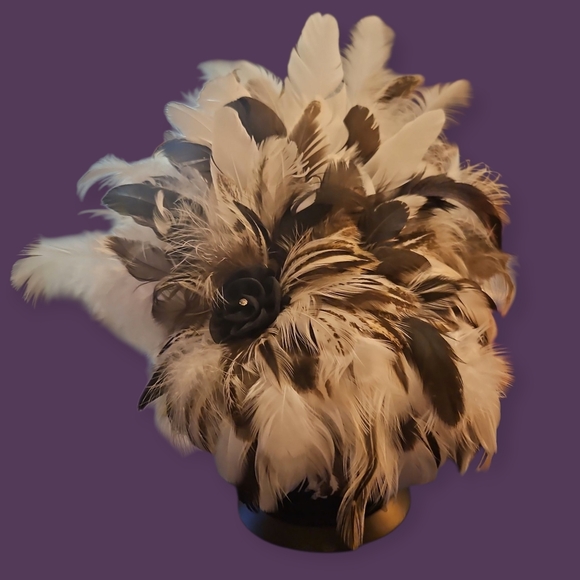 ARTISAN Elegant Black & White Peacock Rooster Feathers Arrangement By Sheridan